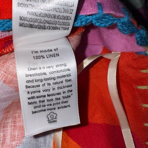 Farm Rio Hombre Chita floral linen midi Aline skirt w/crocheted details sz S NWT - Picture 8 of 14